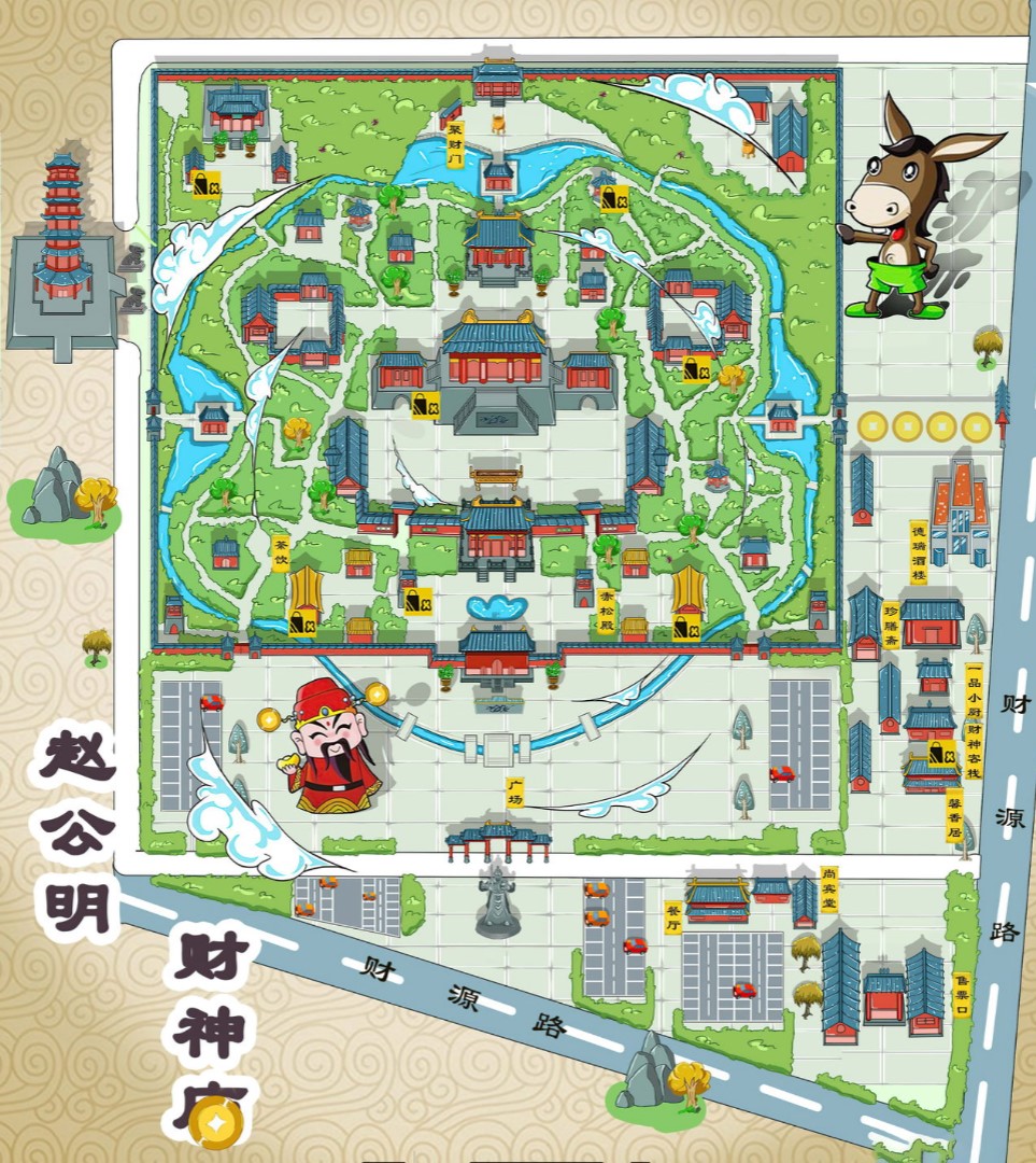 平果寺庙类手绘地图